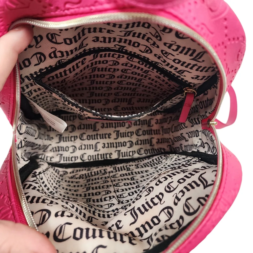 Juicy Couture Pink Embroidered Backpack Rhinestones Adjustable Straps Girly
